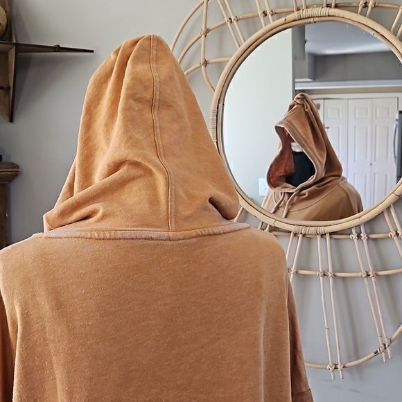 Betsey Johnson Performance Heathered Mustard Cowl Neck Hoodie Sz L‎ - Picture 3 of 14